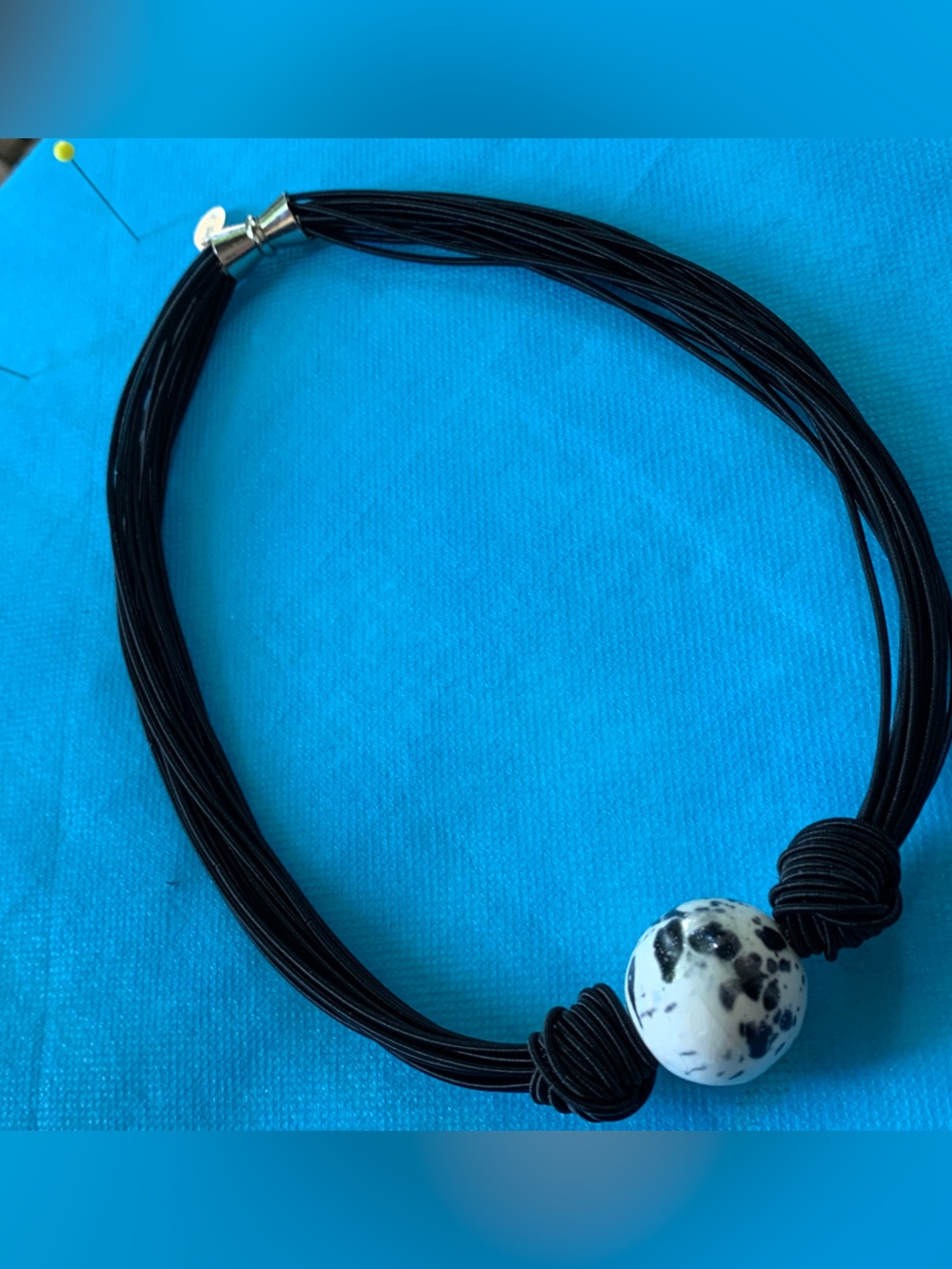 Vintage Sea Lily Black Multi-Strand Piano Wire Statement Necklace